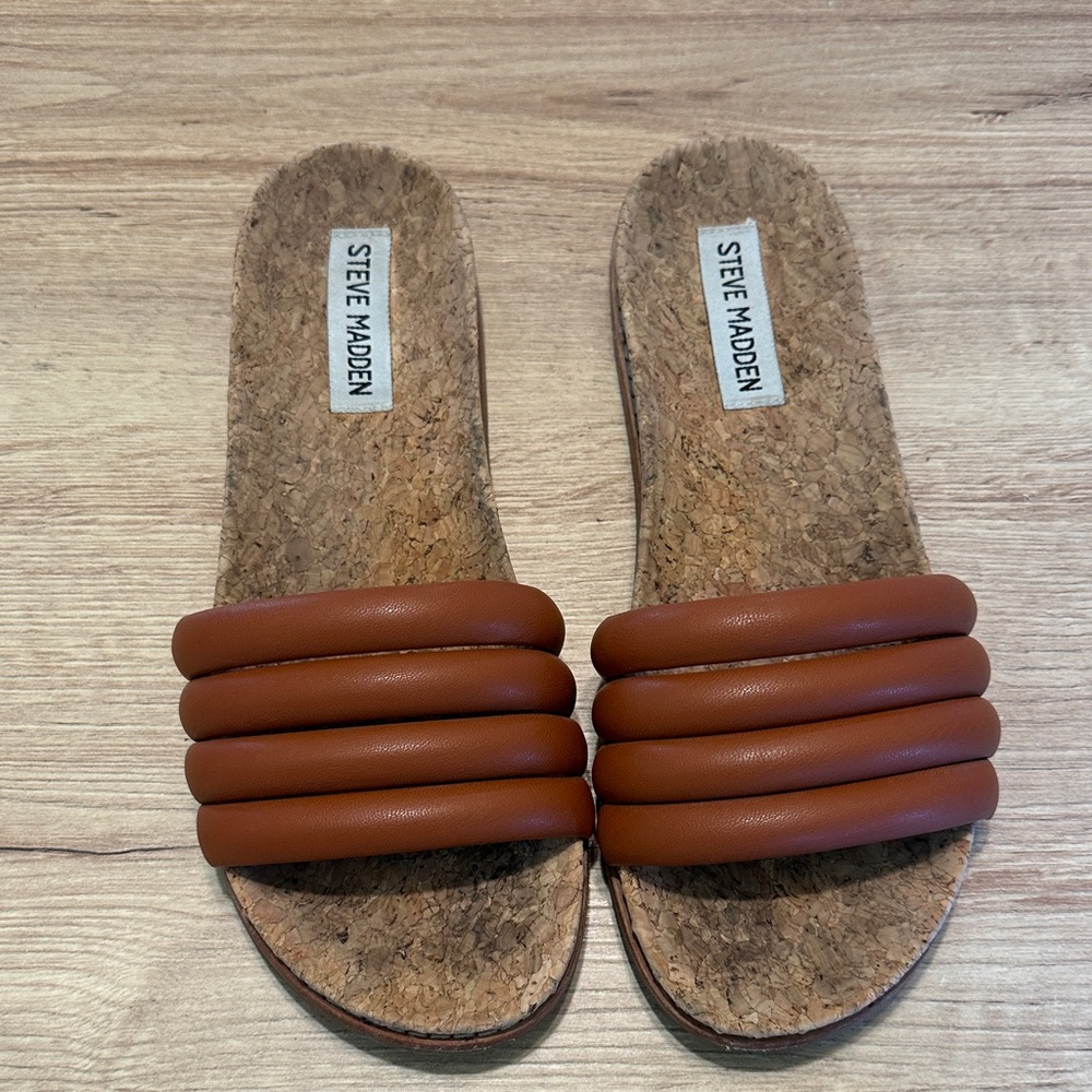 Steve Madden Brown Padded Cork Slide Sandals
